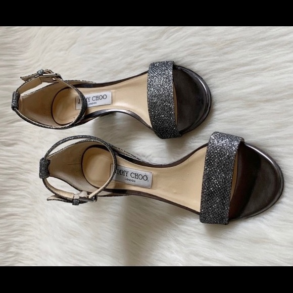 Jimmy Choo Edina 85 Anthracite Wedge Sandals - Picture 5 of 11